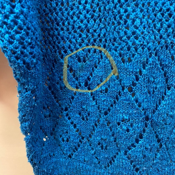 Blue open weave, crochet, eyelet sweater  Size L - Picture 4 of 7